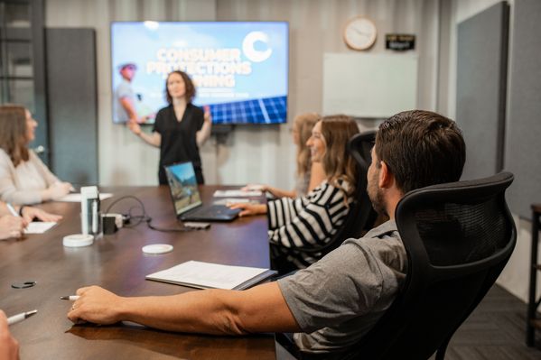 The Halo Solar Team of solar experts sits down to have a consumer protections training meeting