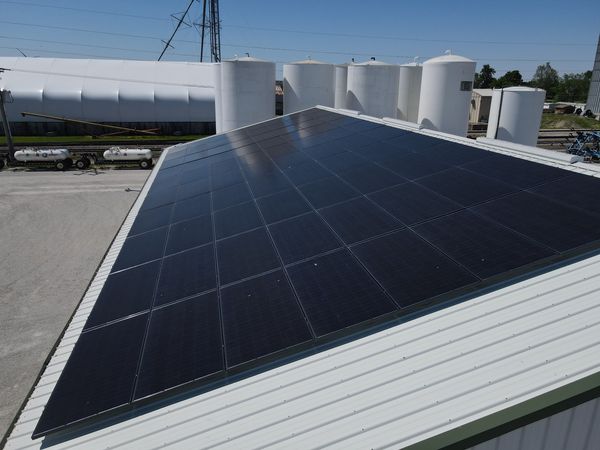 Roof solar panels installed by Halo Solar at Brandt Agronomics in Gridley, IL