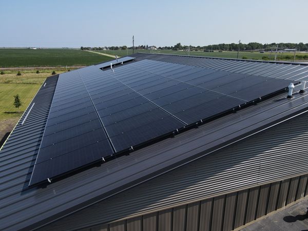 Commercial rooftop solar array in Gridley, IL installed by Halo Solar
