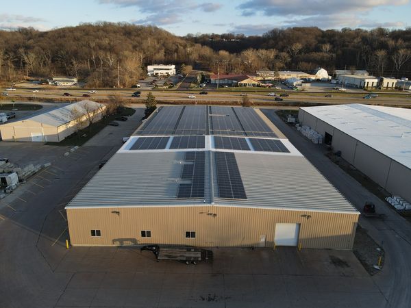 Rooftop solar array installed on J.H. Benedict Company in East Peoria, IL
