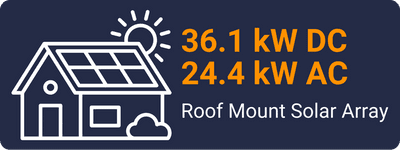 36.1 kW DC, 24.4 kW AC Roof Mount Solar Array