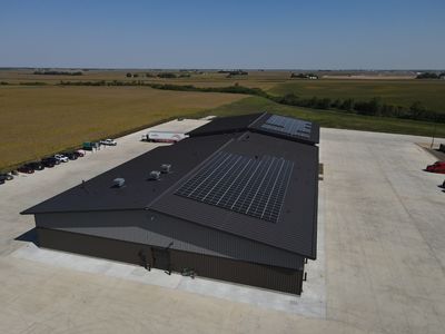 Nussbaum Transportation Service in Normal, IL with commercial solar panels installed by Halo Solar
